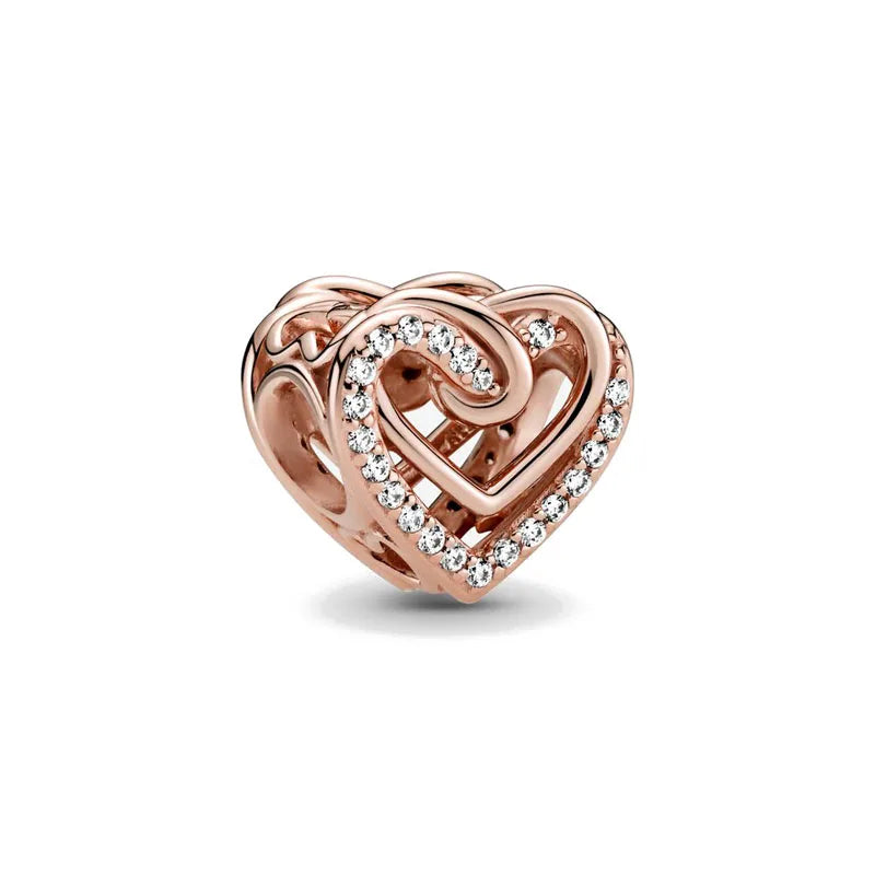 Rose Gold Plated Dual Heart Charm B882