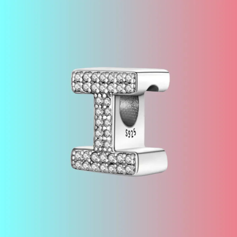 925 Silver Letter Charm D044-I