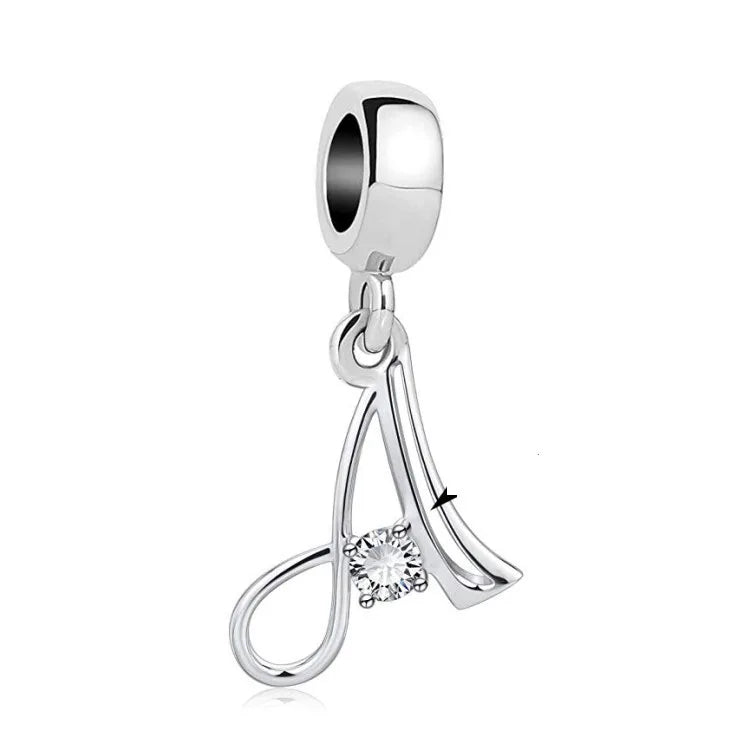 925 Silver Letter Charm D022-A