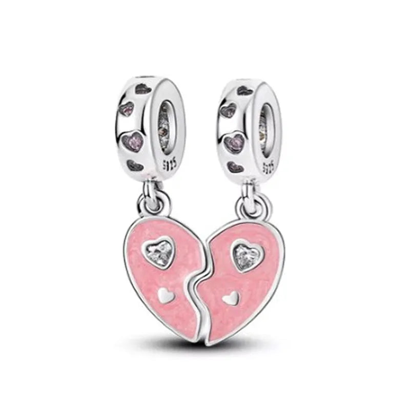 925 Two-Piece Pink Heart Charm B2528