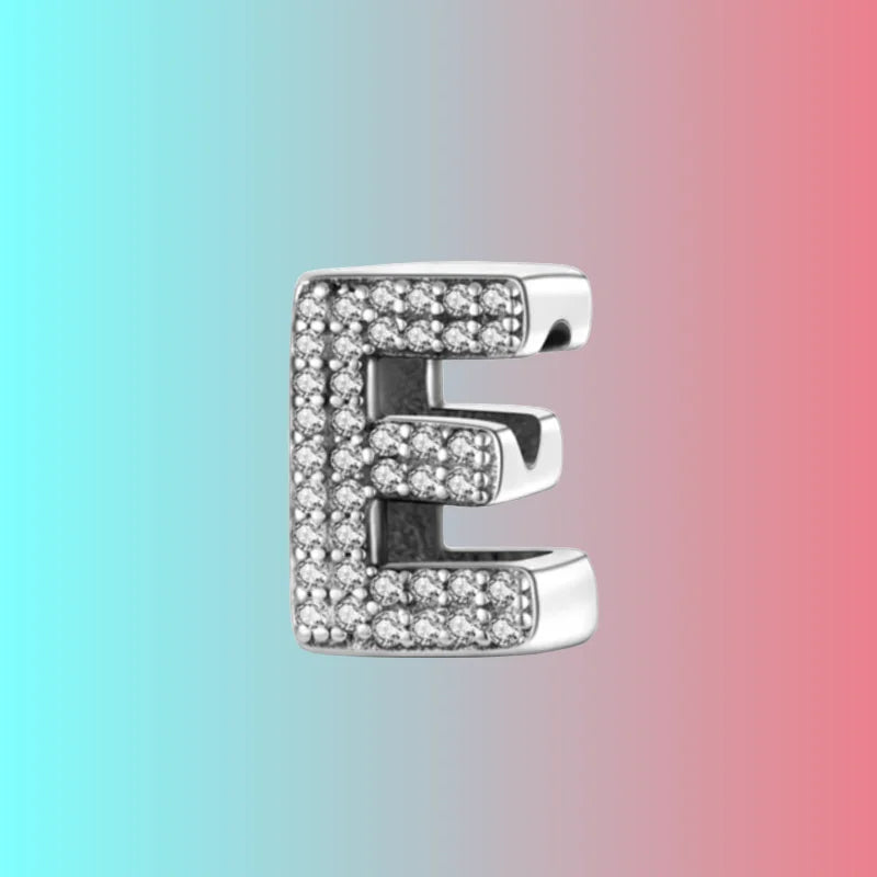 925 Silver Letter Charm D044-E