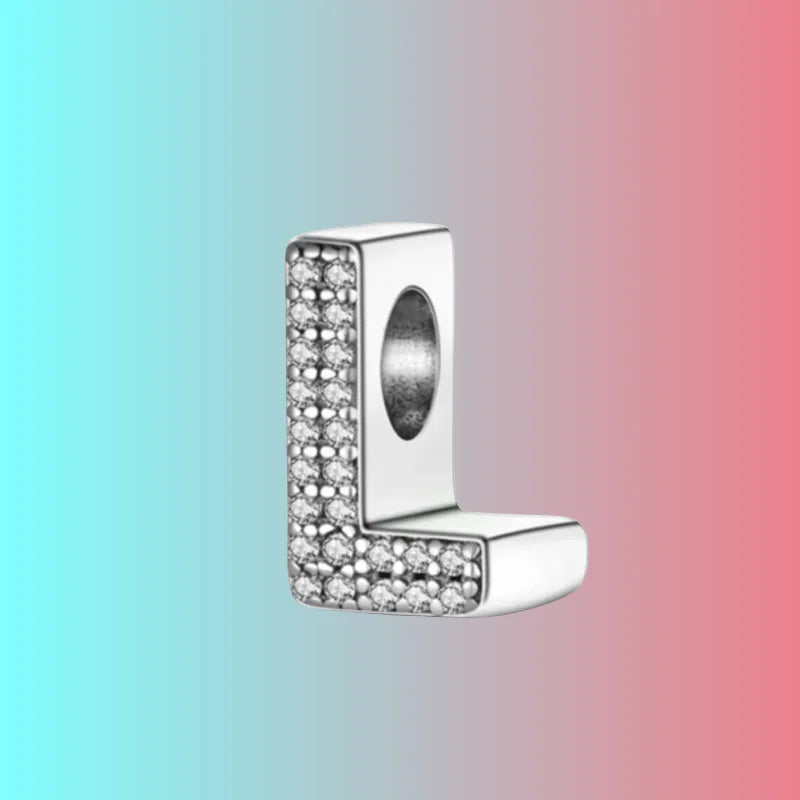 925 Silver Letter Charm D044-L