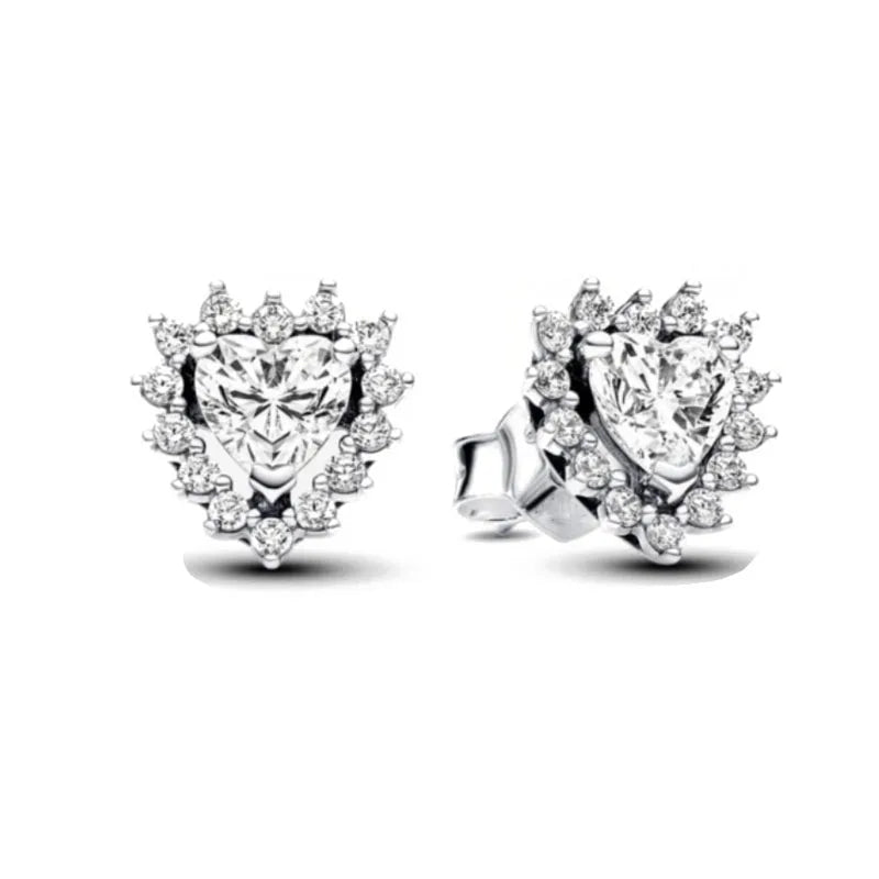 Sterling Silver Zircon Stud Earrings Certificate Included