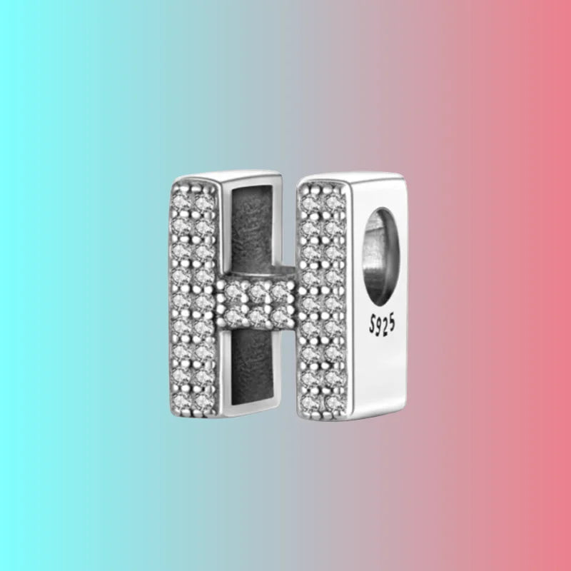 925 Silver Letter Charm D044-H