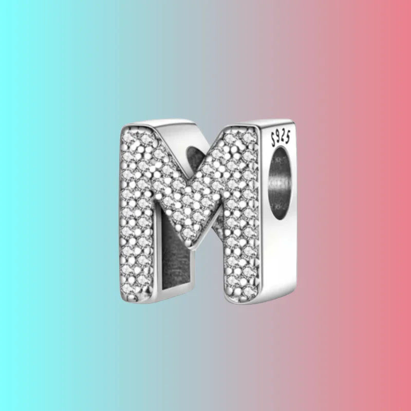925 Silver Letter Charm D044-M
