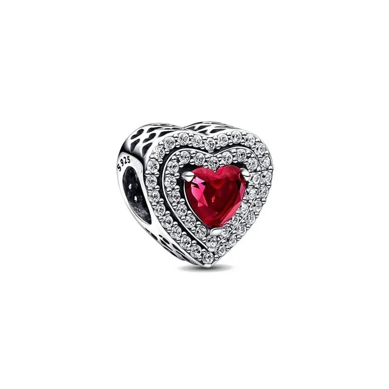925 Red Stone HeartCharm B3731