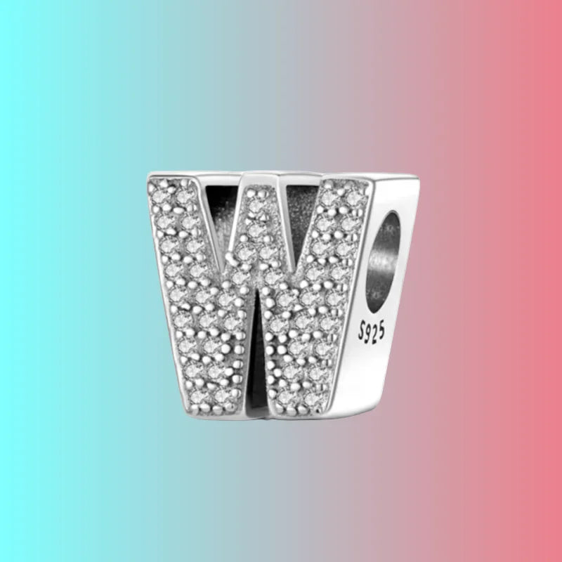 925 Silver Letter Charm D044-W
