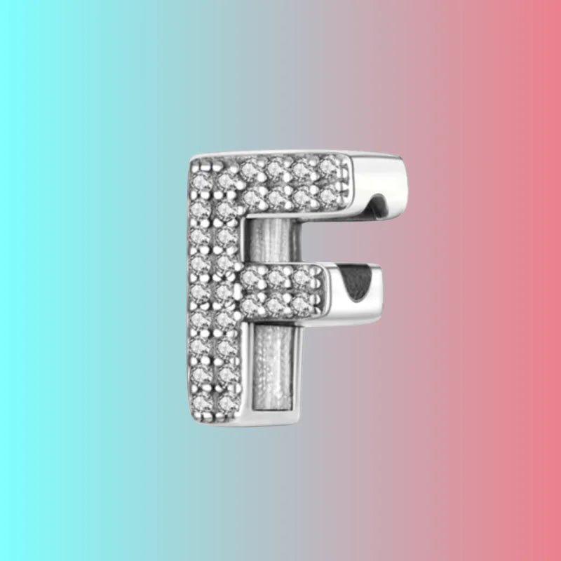 925 Silver Letter Charm D044-F