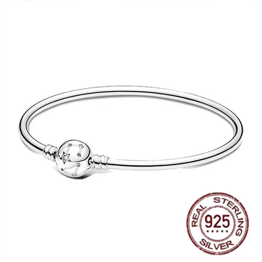 Sterling Silver 925 Charm Bracelet Zircon Signature