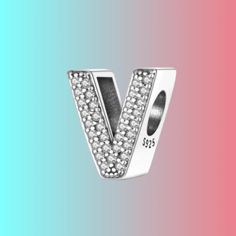 925 Silver Letter Charm D044-V