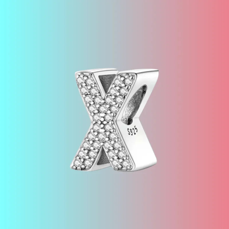 925 Silver Letter Charm D044-X