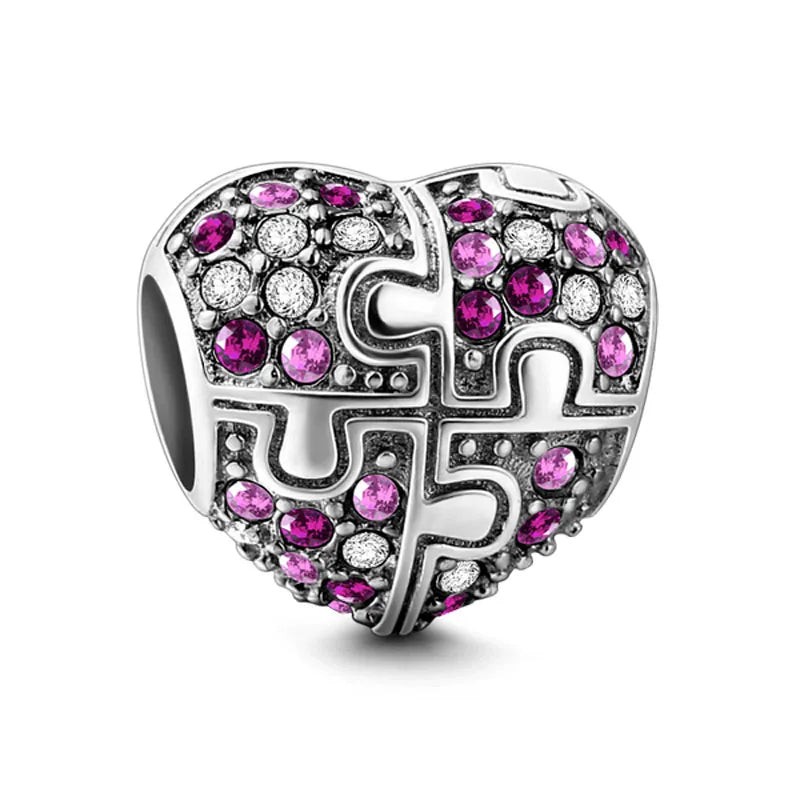 925 Heart Jigsaw Charm B3699