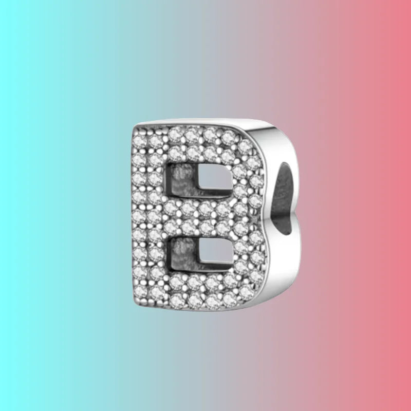 925 Silver Letter Charm D044-B