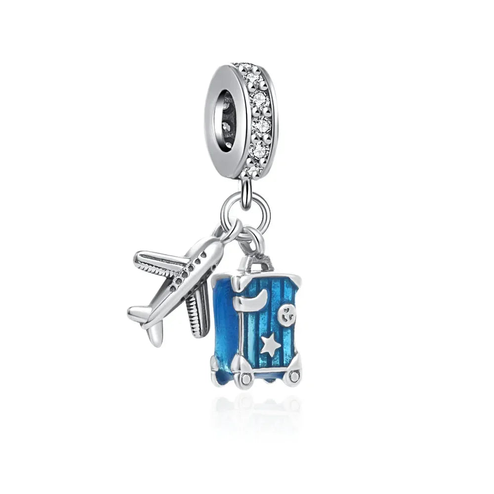 925 Blue Suitcase Charm B2522