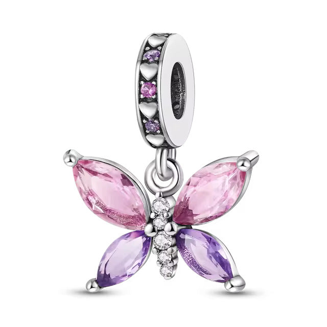 925 Purple Transparent Butterfly Charm