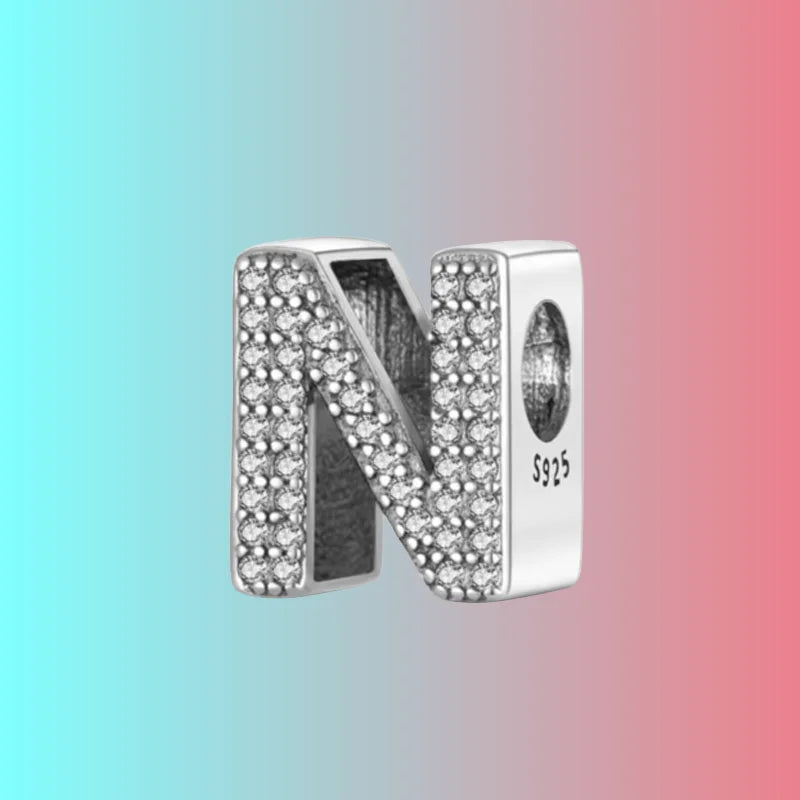 925 Silver Letter Charm D044-N