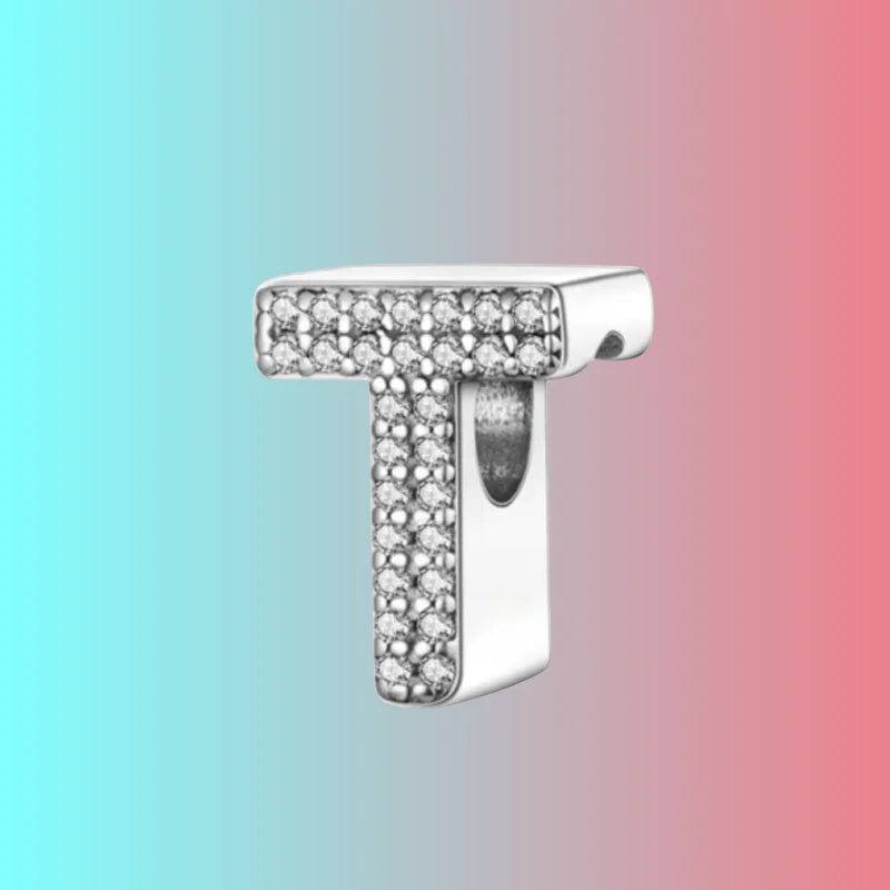 925 Silver Letter Charm D044-T