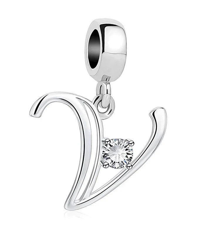 925 Silver Letter Charm D022-V