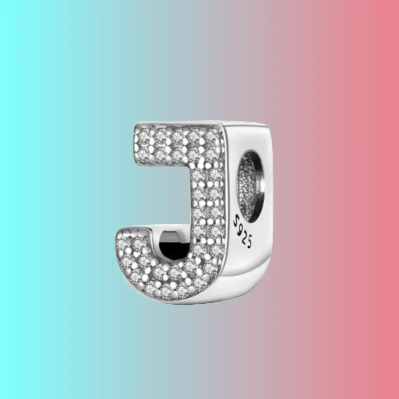 925 Silver Letter Charm D044-J