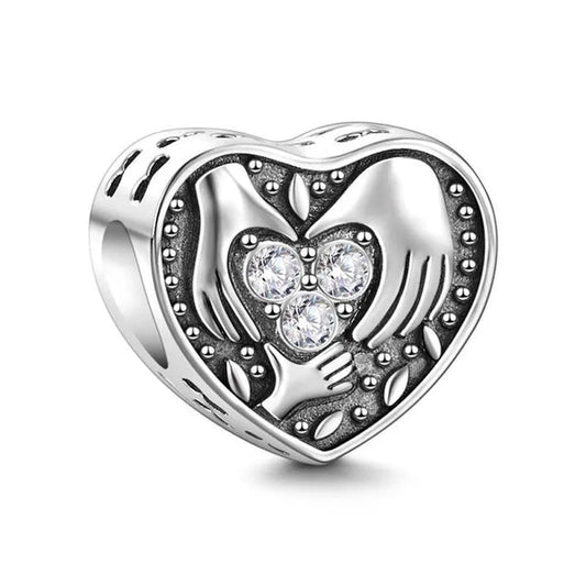 925 Hand Heart Charm