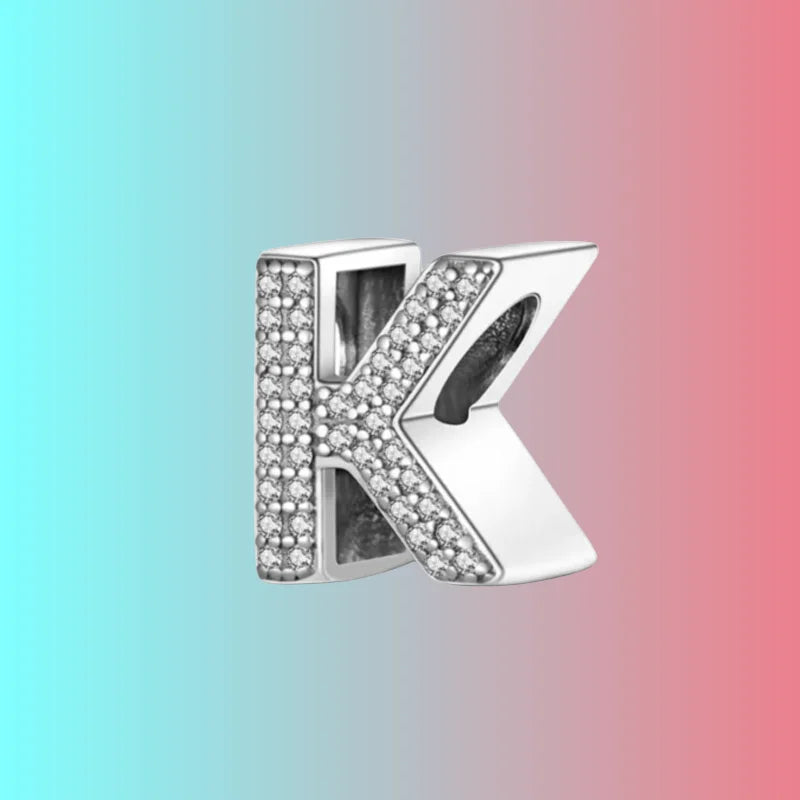 925 Silver Letter Charm D044-K
