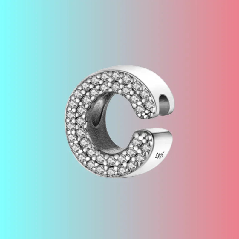 925 Silver Letter Charm D044-C