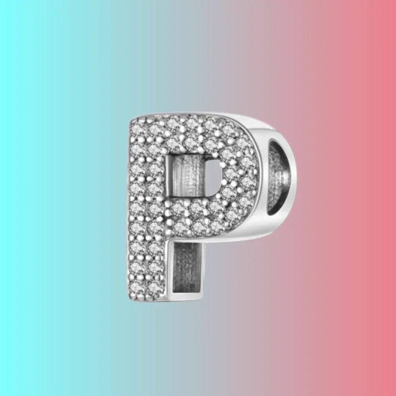 925 Silver Letter Charm D044-P