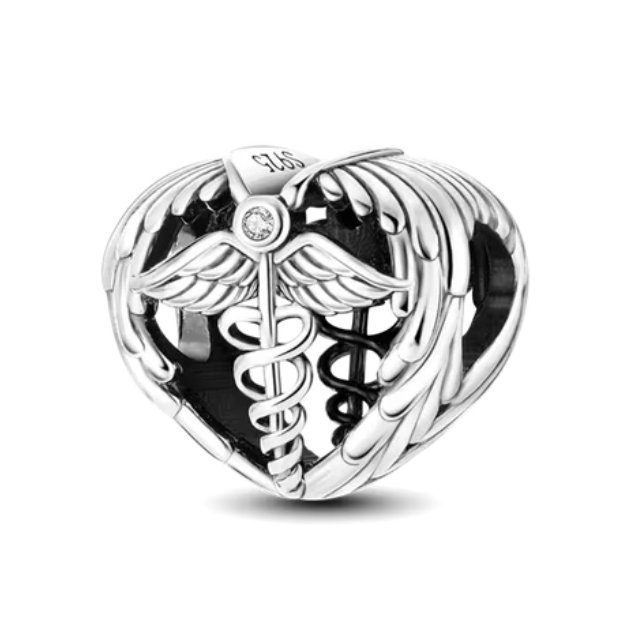 925 Heart Wing Sword Charm