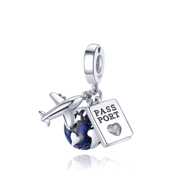 925 Global Passport Traveller Charm