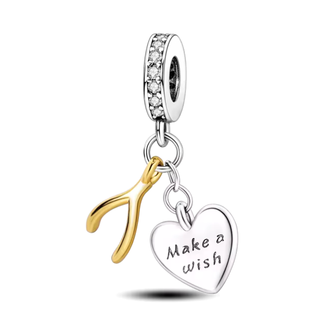 925 Good luck Wishbone Charm