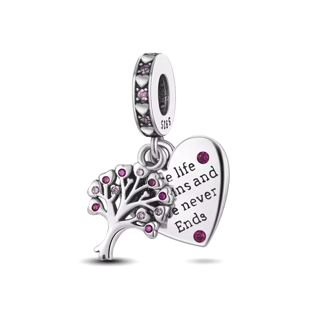 925 Tree & Heart Charm