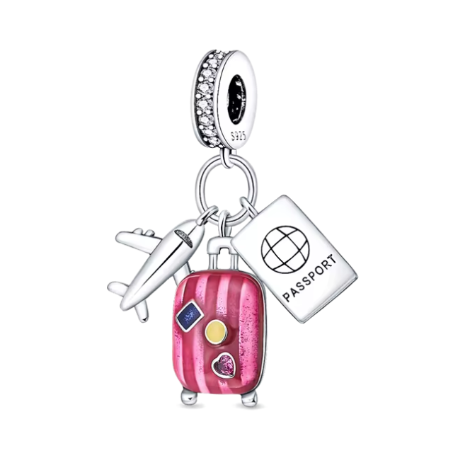 925 Pink Suitcase Charm