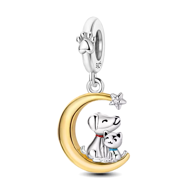 925 Moon Dog Charm